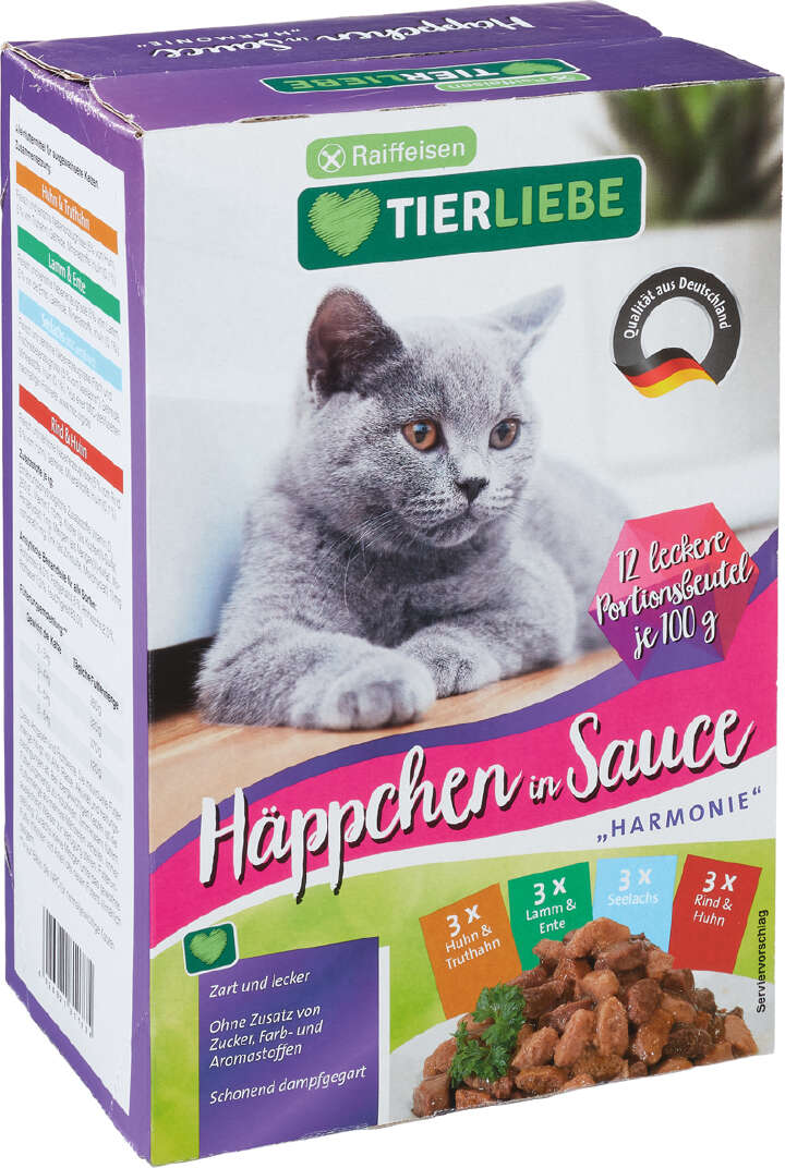 TIERLIEBE Katzen-Nassfutter Häppchen in Sauce Harmonie